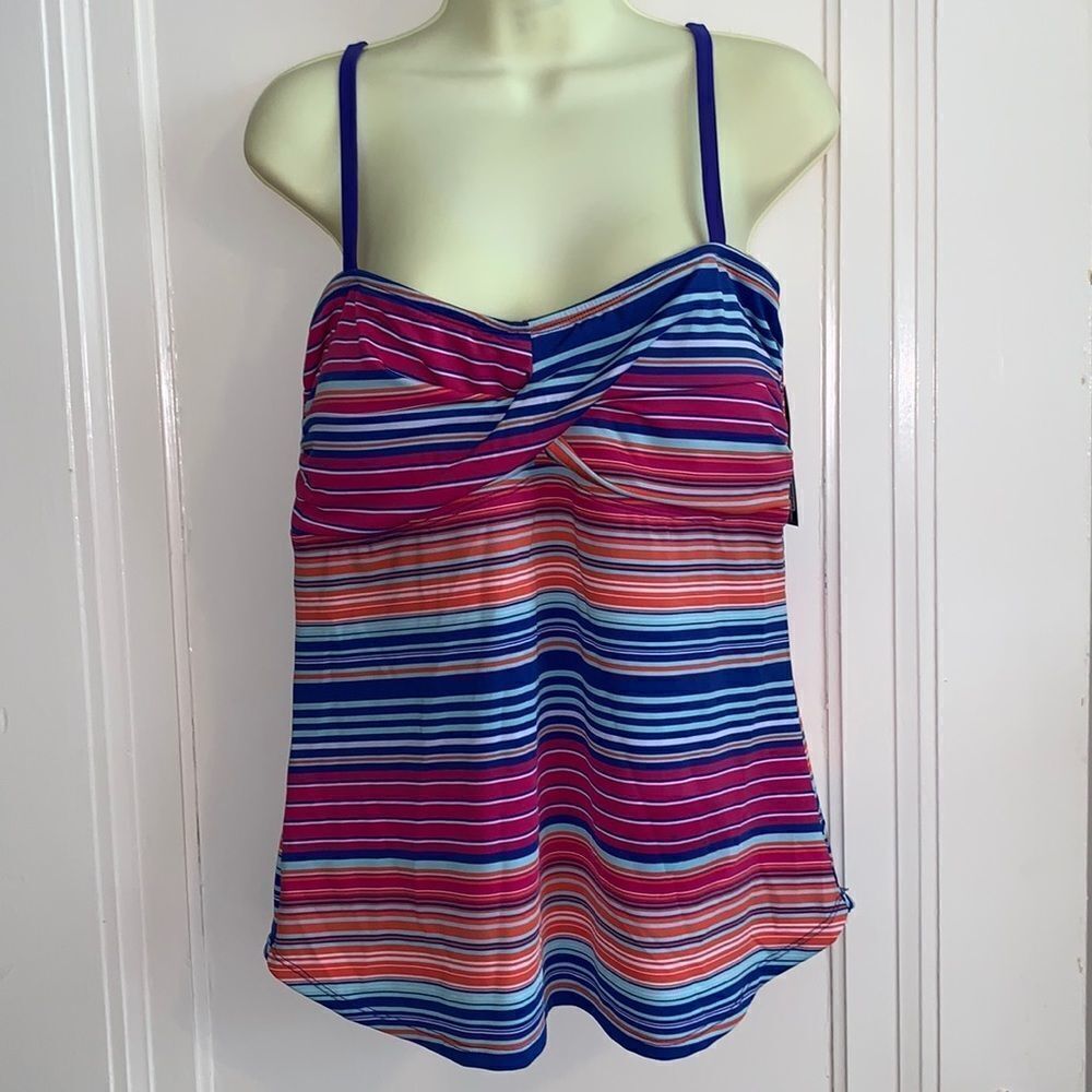 NWT a.n.a multi striped tankini swimsuit top